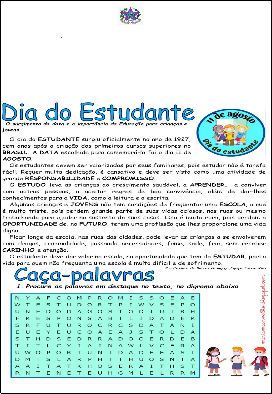 Caça-Palavras Dia do Estudante