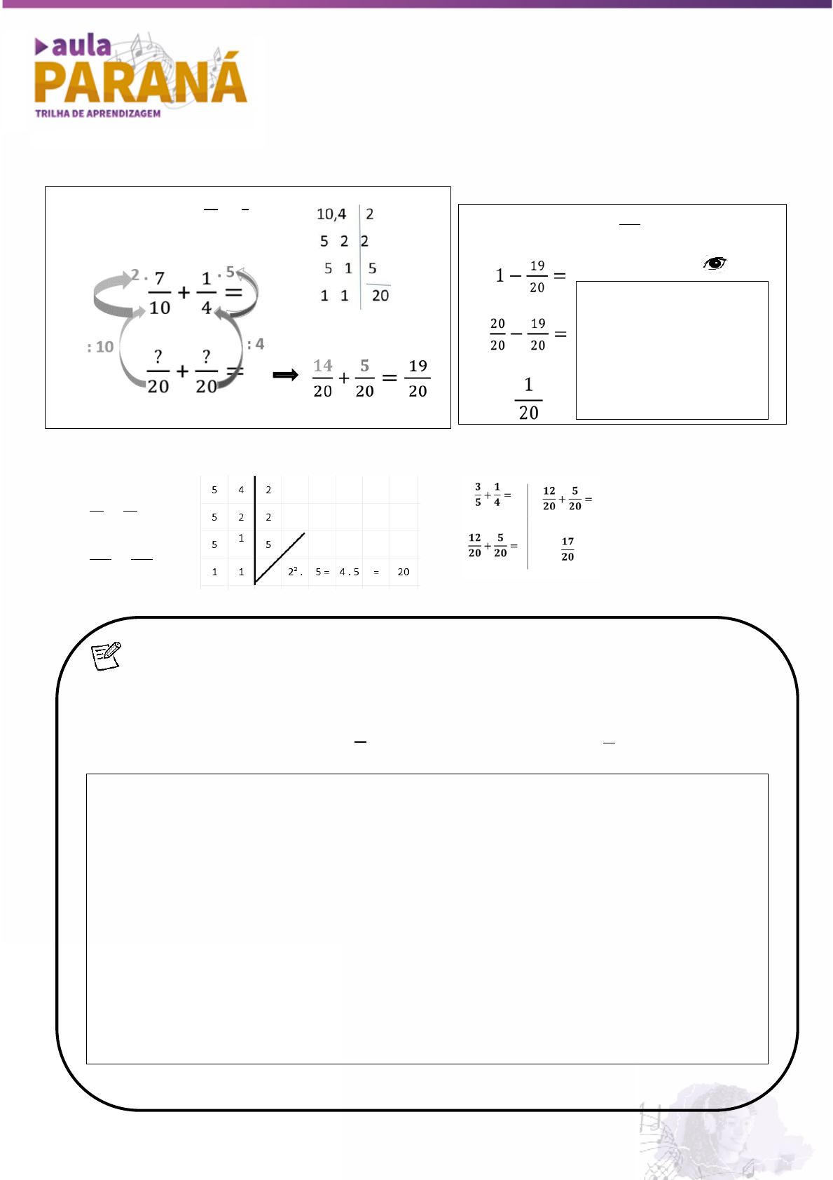 Trabalho sobre frações.