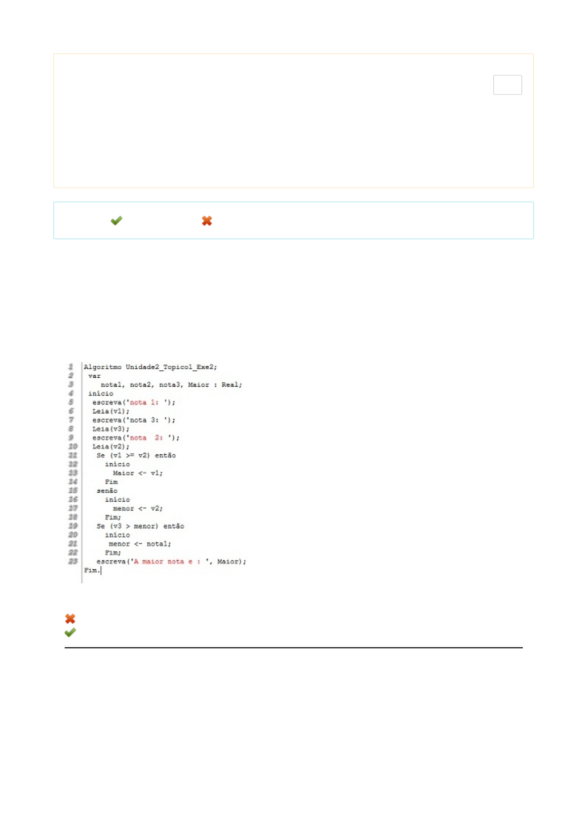 Avaliação II Algoritmo e Lógica de Programação (EEA02) - Algoritmo e Logica  de Programacao