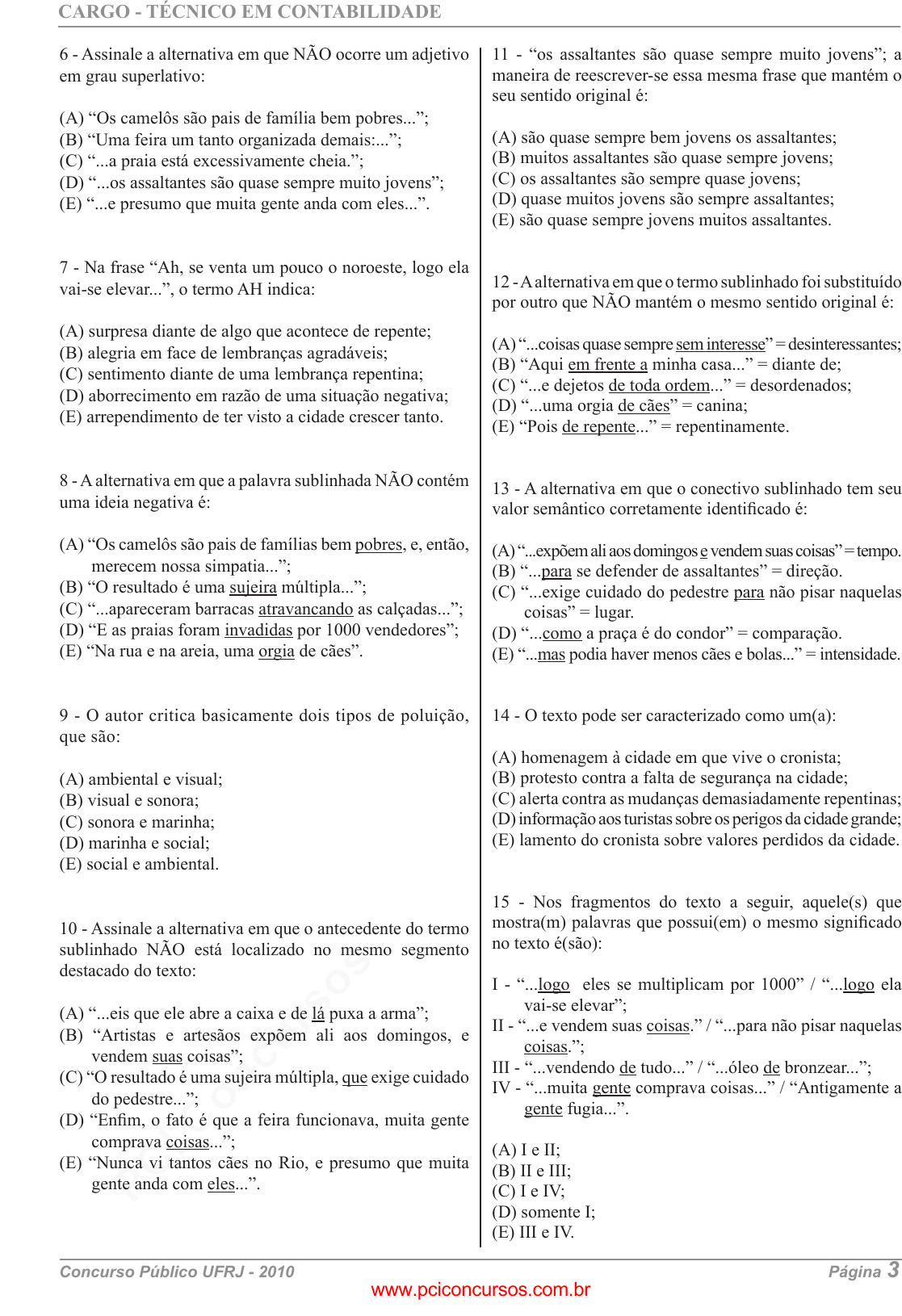 Prova UFRJ - UFRJ - 2010 - para Técnico em Contabilidade.pdf - Provas de  Concursos Públicos