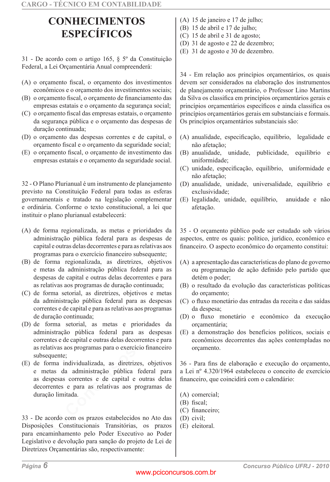 Prova UFRJ - UFRJ - 2010 - para Técnico em Contabilidade.pdf - Provas de  Concursos Públicos