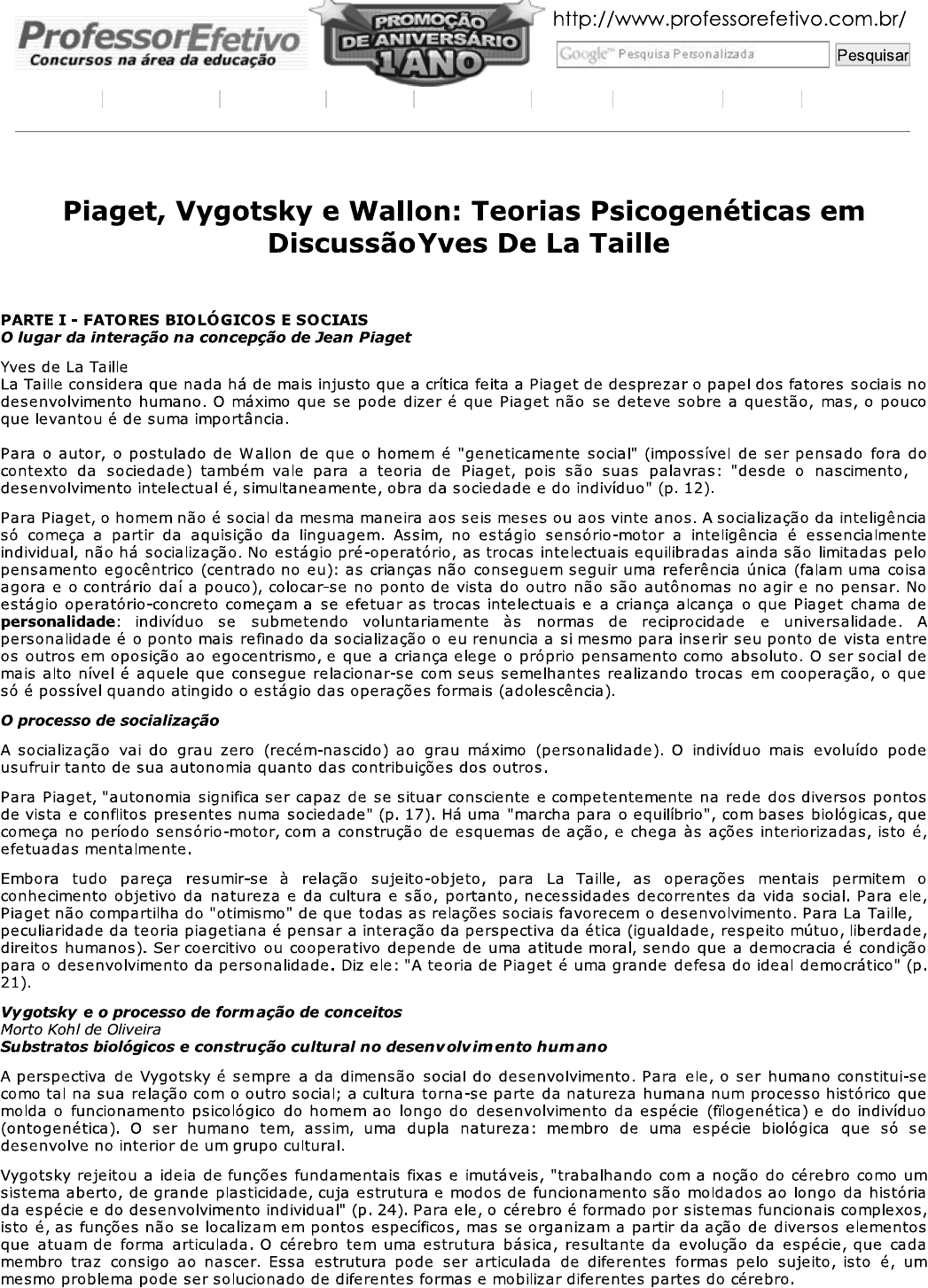 Piaget Vygotsky e Wallon Teorias Psicogeticas em discuss o Yves de