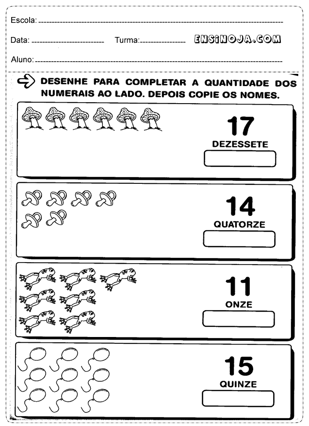 Lista De Atividades De Matemática Para Imprimir %