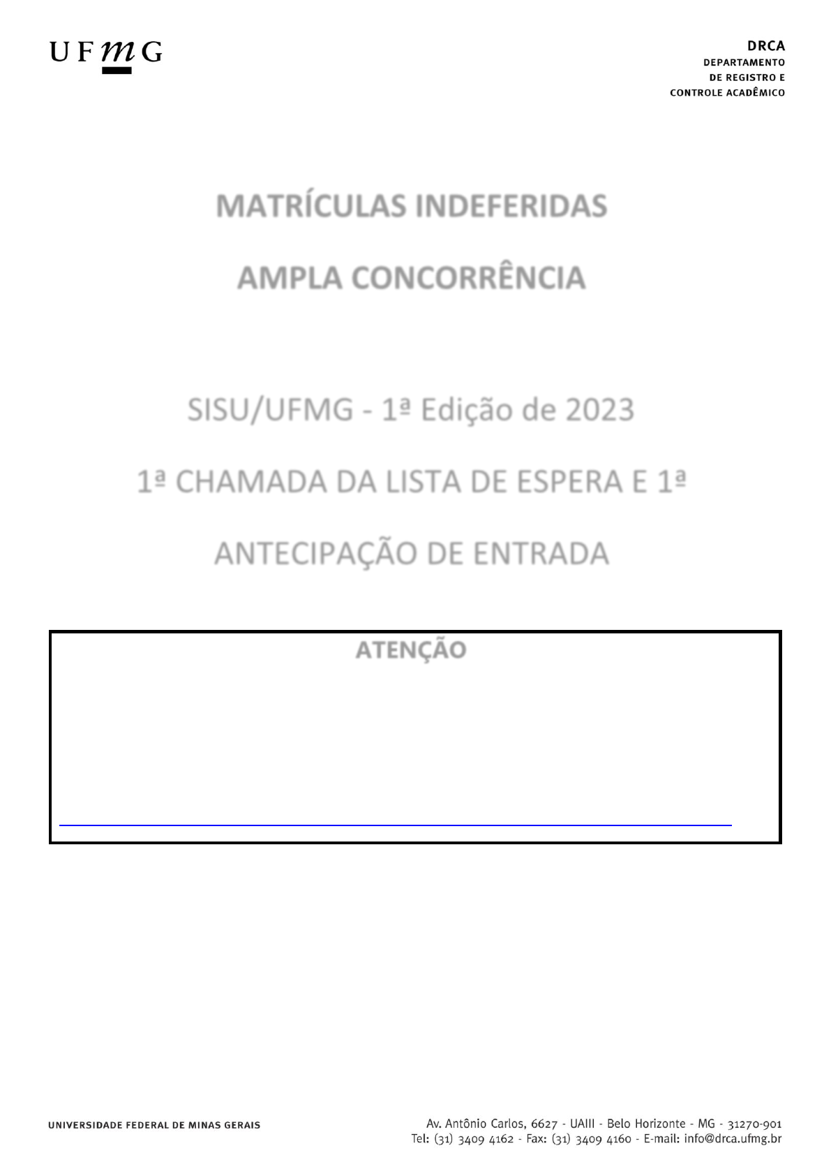 SiSU/UFMG 2023 – CHAMADAS – Sisu