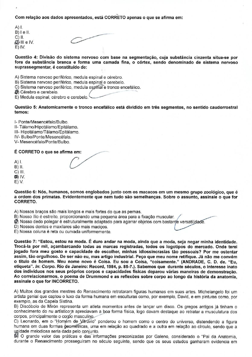 Prova De Anatomia Anatomia I