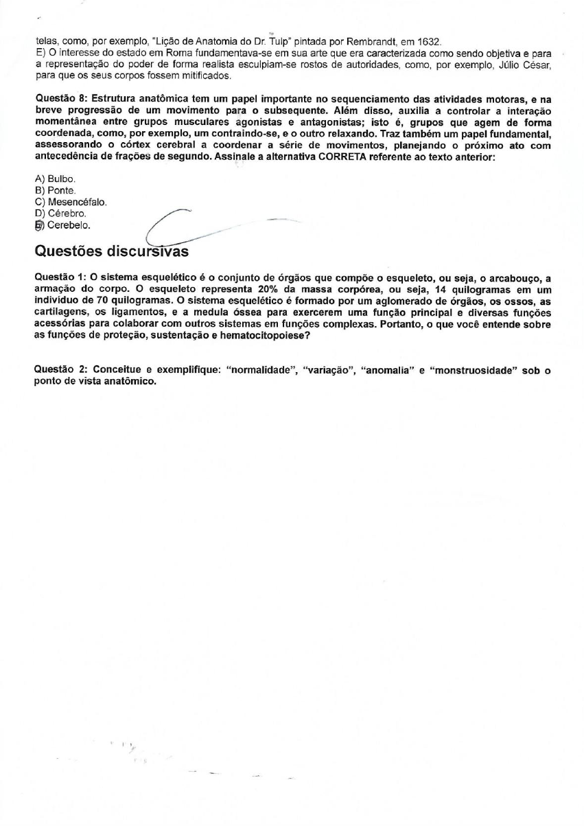 Prova De Anatomia Anatomia I