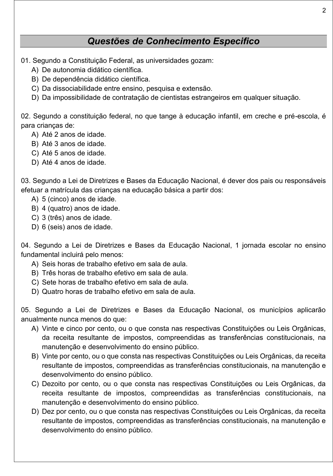 auxiliar de ensino (18) - Provas de Concursos Públicos