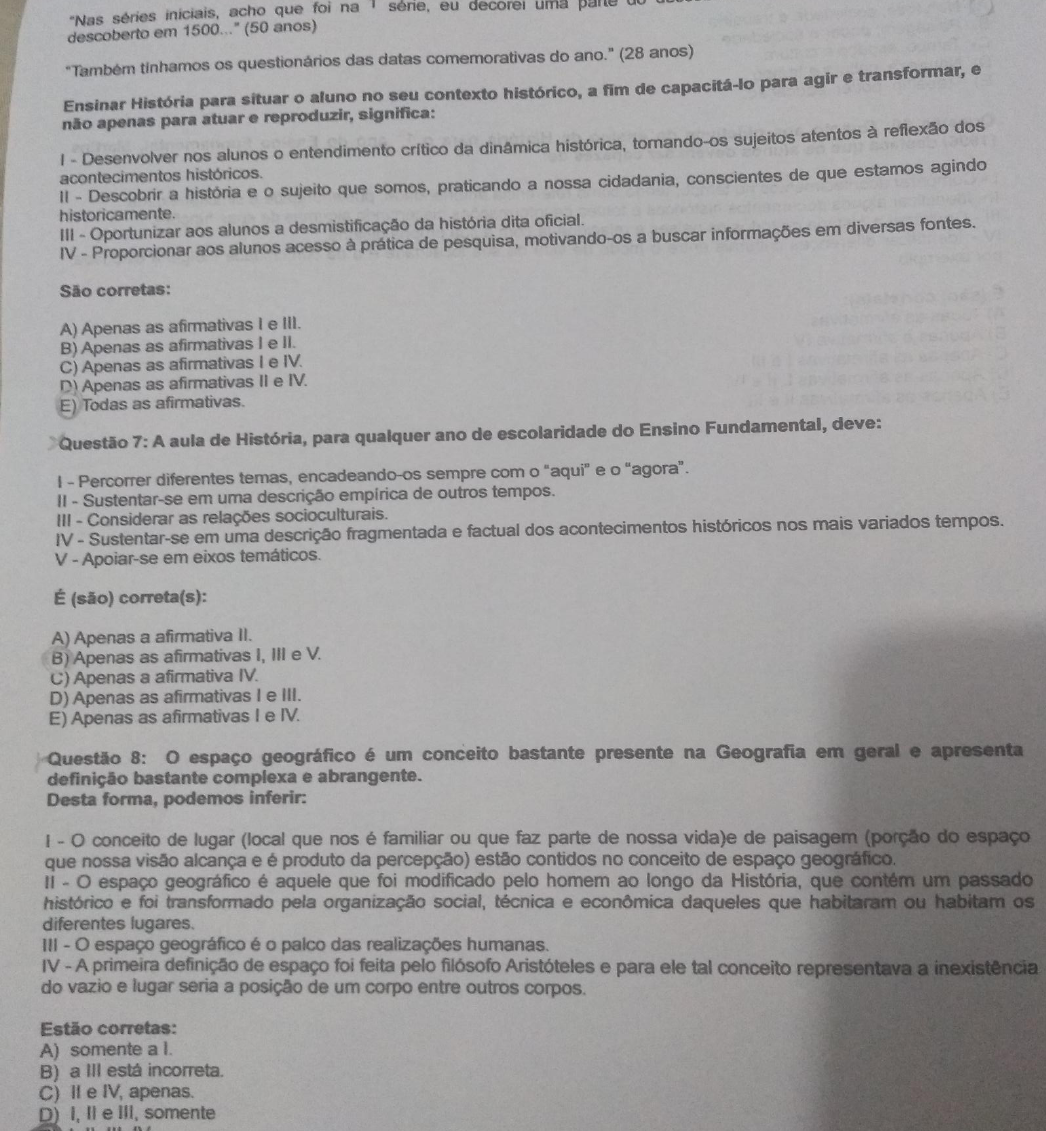 Metodologia E Pratica Do Ensino Do Ensino Da História E Geografia ...