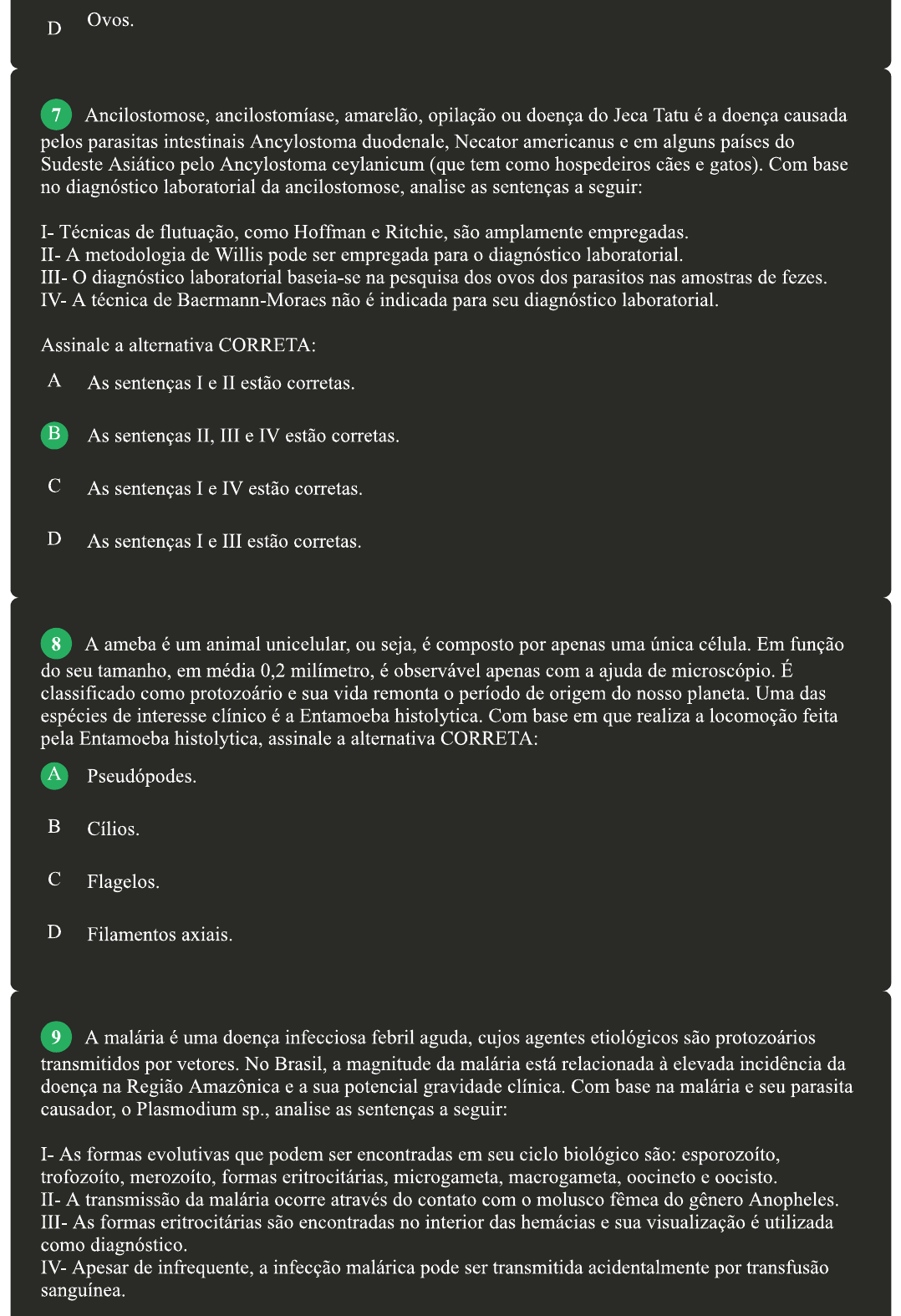 Parasitologia Prova Parasitologia Cl Nica