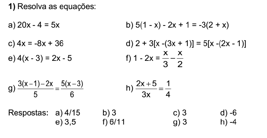 Exercícios de Equação do 1º Grau - I - Quiz