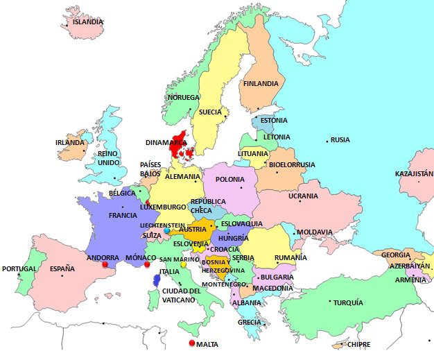 Mapa da Europa com nome de países e cidades - Mapas do Mundo