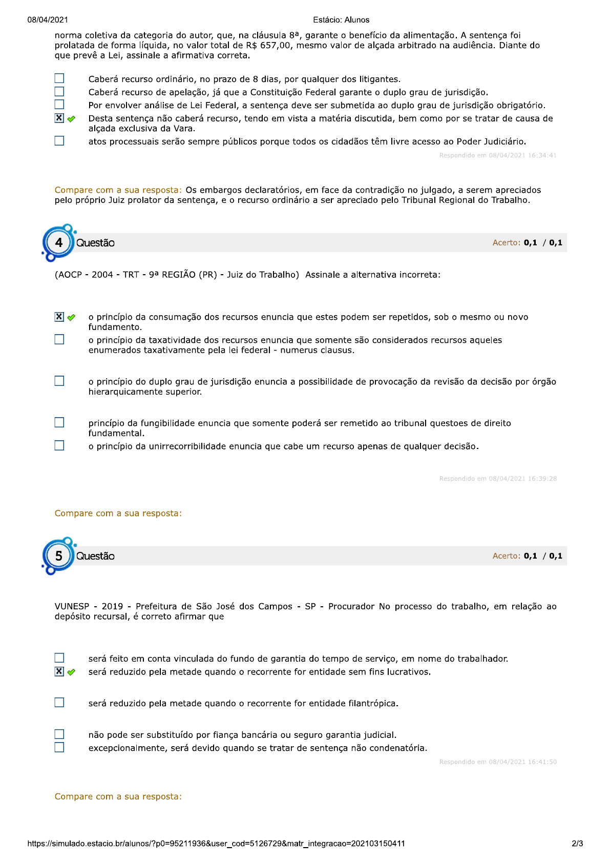 Simulado De Direito Processual Do Trabalho 2 - Direito Processual Do ...