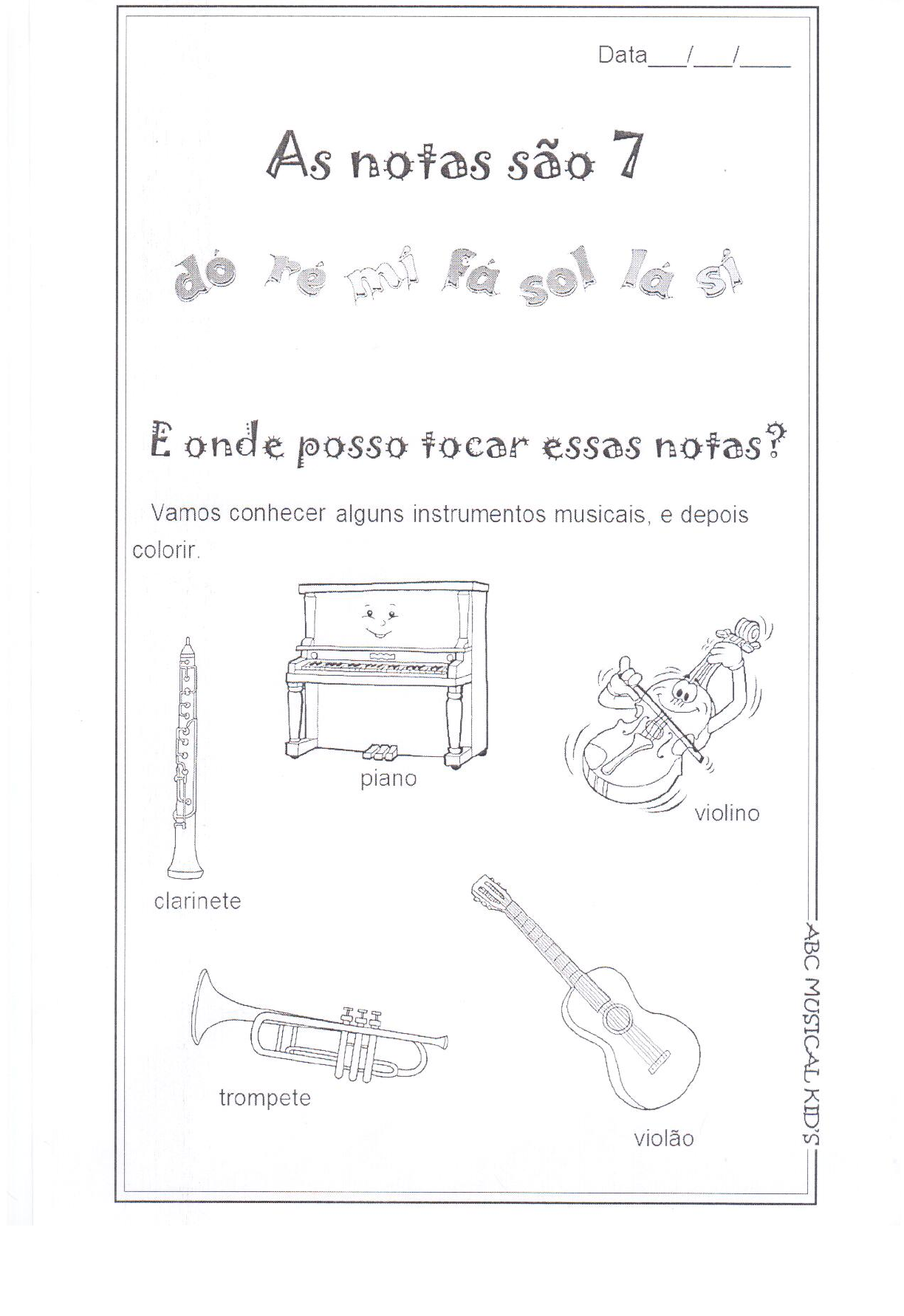 Caderno de Atividades para aulas de piano - Abc Musical Kid's