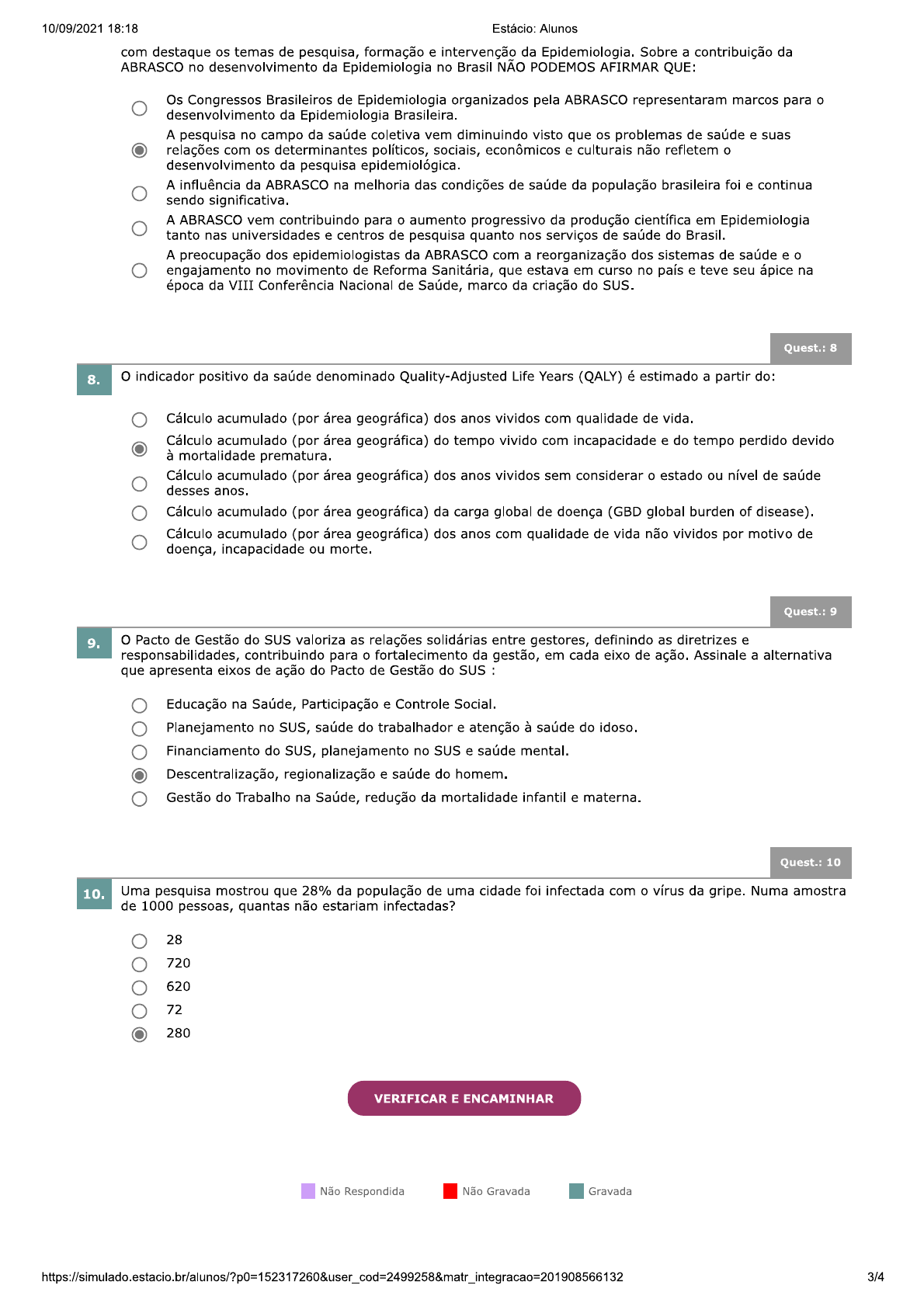 Simulado Epidemiologia Fundamentos De Estat Stica E Epidemiologia