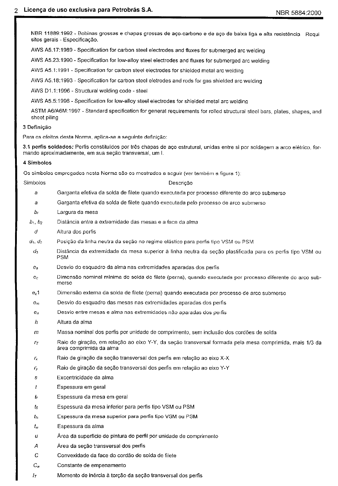 Grátis: NBR 5884[2000] Perfil I estrutural de aço soldado por arco