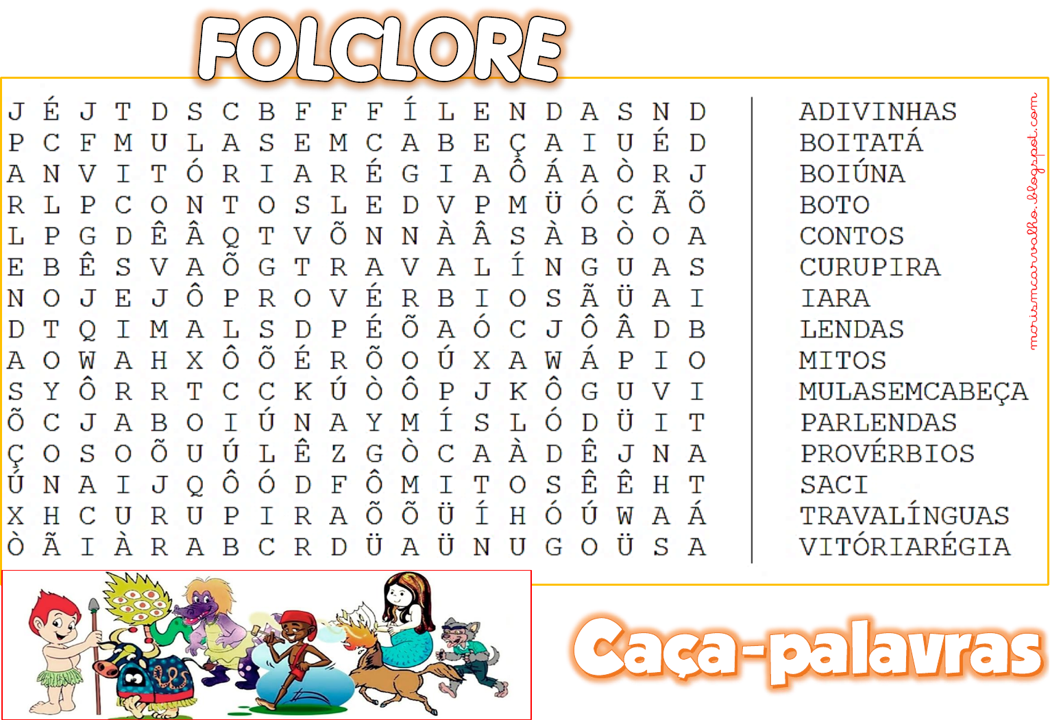 Caça-palavras folclore interactive worksheet