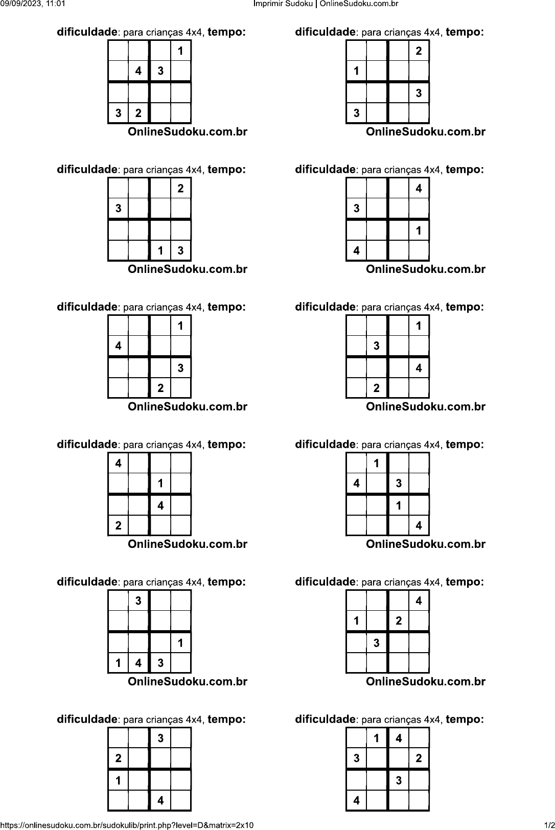 Sudoku para crianças para imprimir