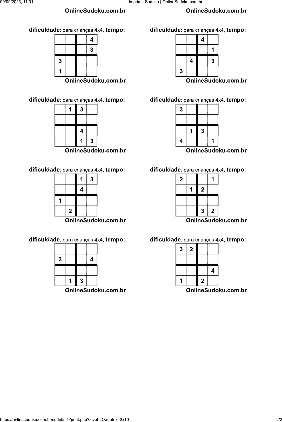 Sudoku para Imprimir  Fácil, Difícil, Crianças, Em Branco, PDF