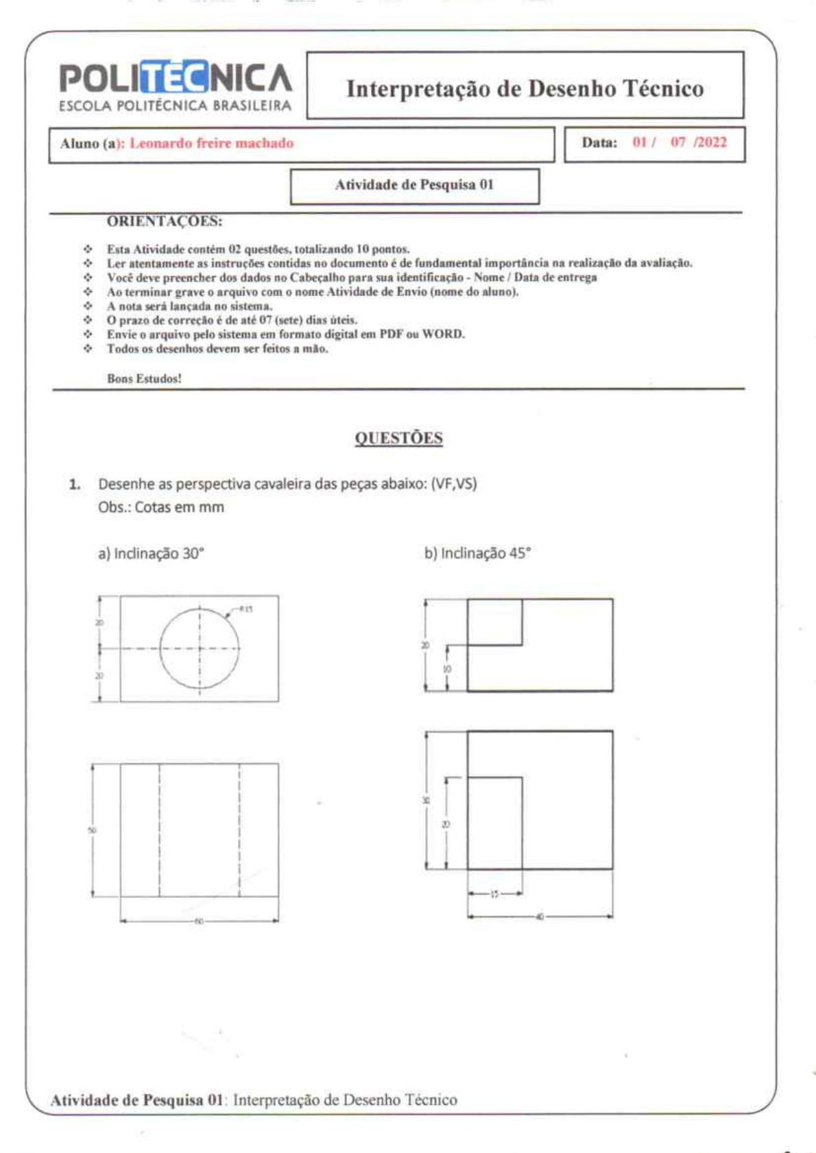 Atividade De Pesquisa 1 Desenho Técnico Leonardo Freire Machado (1 ...