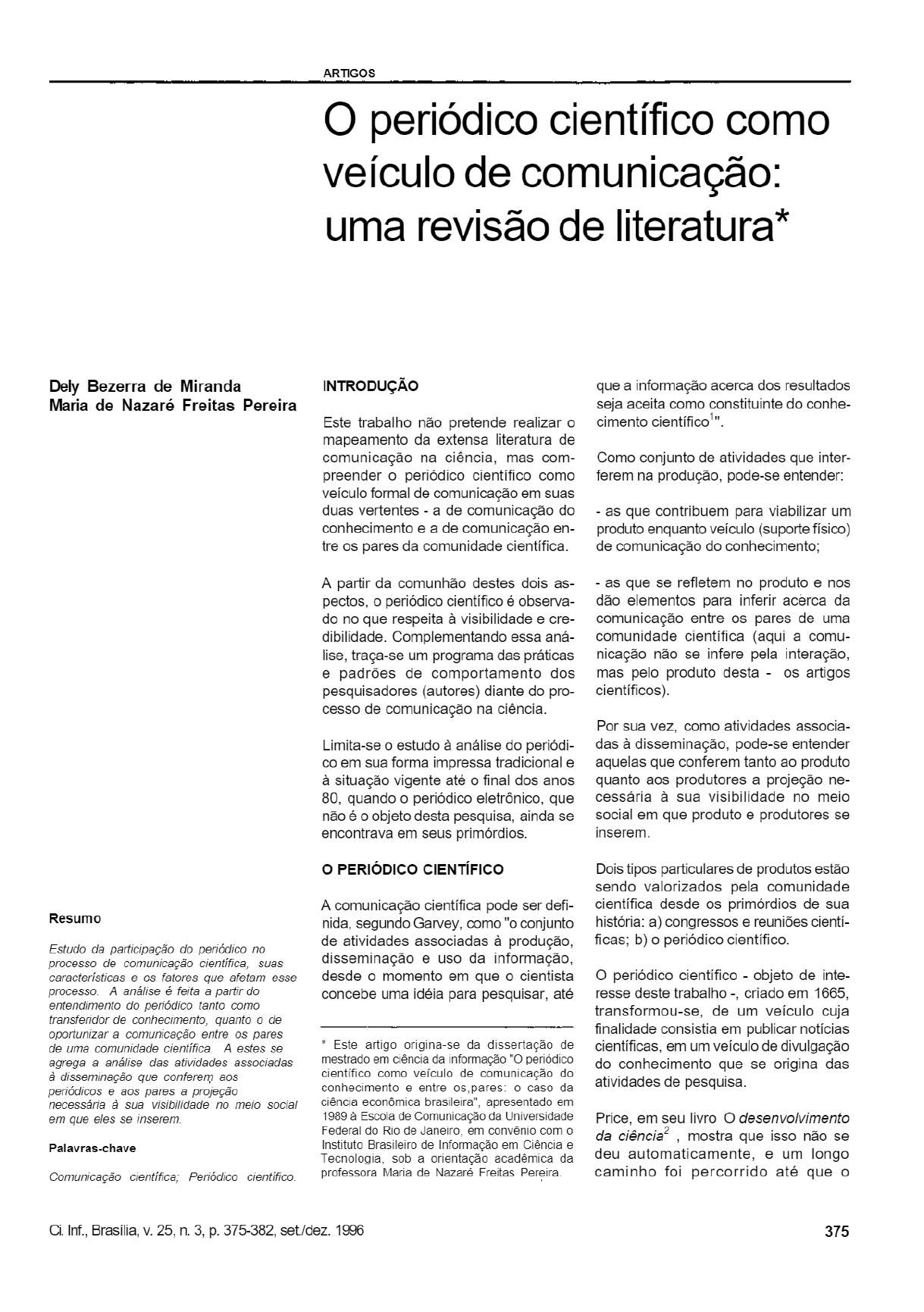 Vista Do O Periódico Científico Como Veículo De Comunicação Uma Revisão De Literatura Fontes 6900