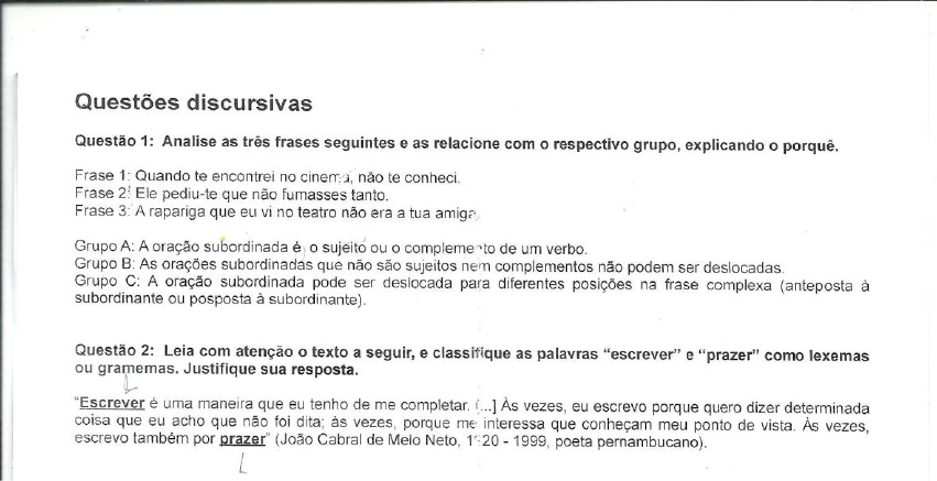 Prova Morfossintaxe Da Lingua Portuguesa - Morfossintaxe Da Língua ...