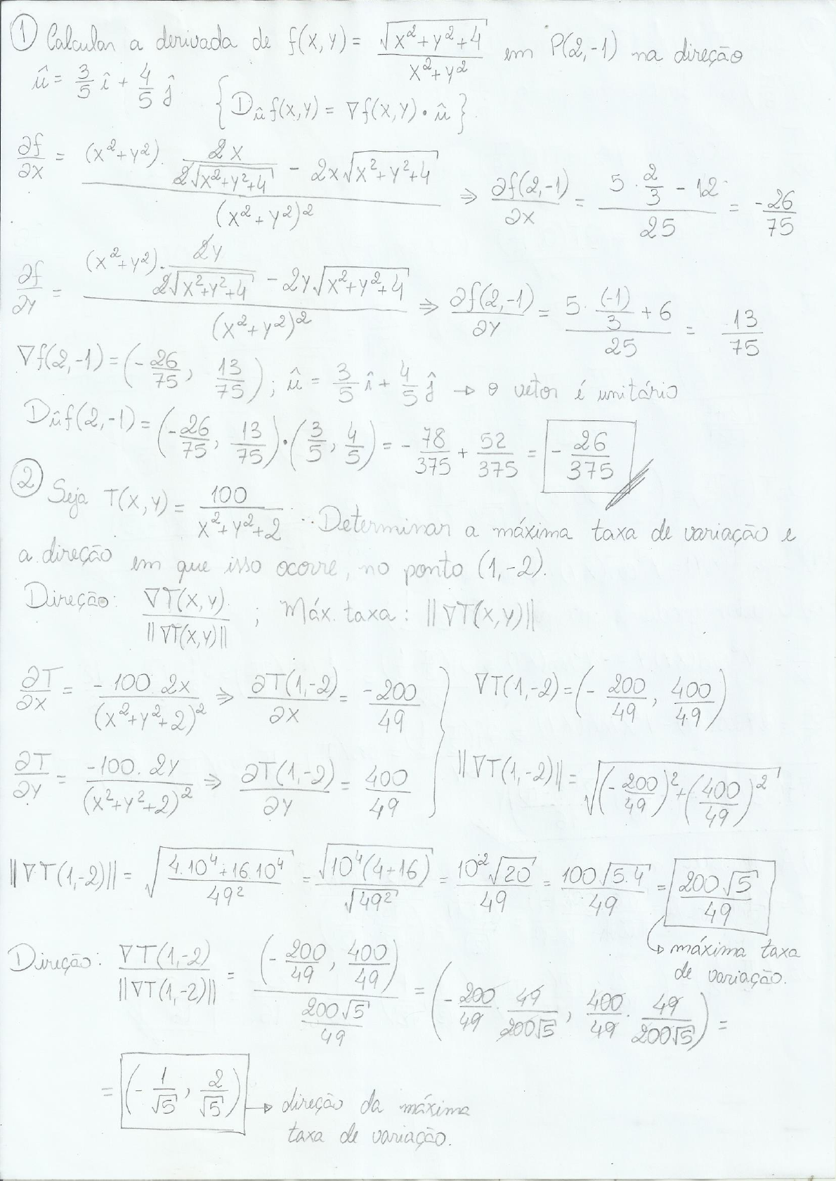 Vetor Gradiente E Derivada Direcional Cálculo Ii