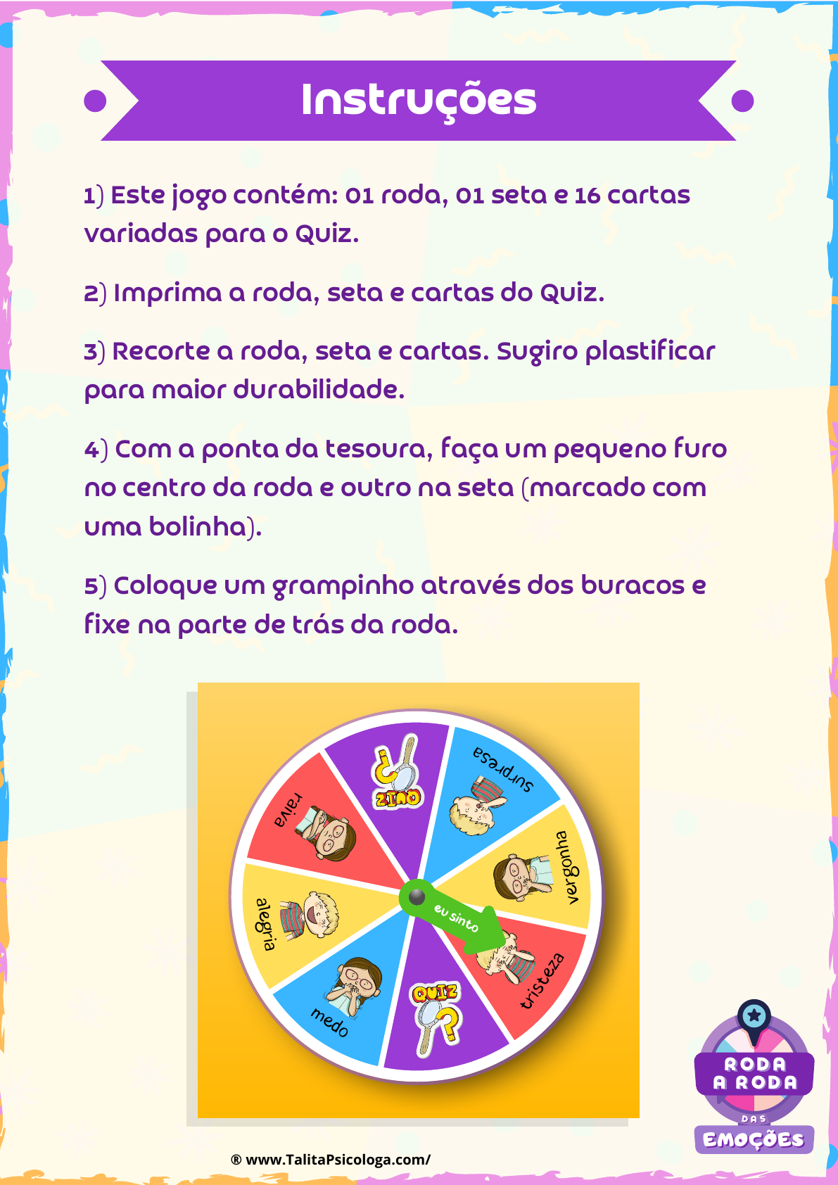 JOGO TERAPÊUTICO RODA A RODA DAS EMOÇÕES - Psicologia Infantil