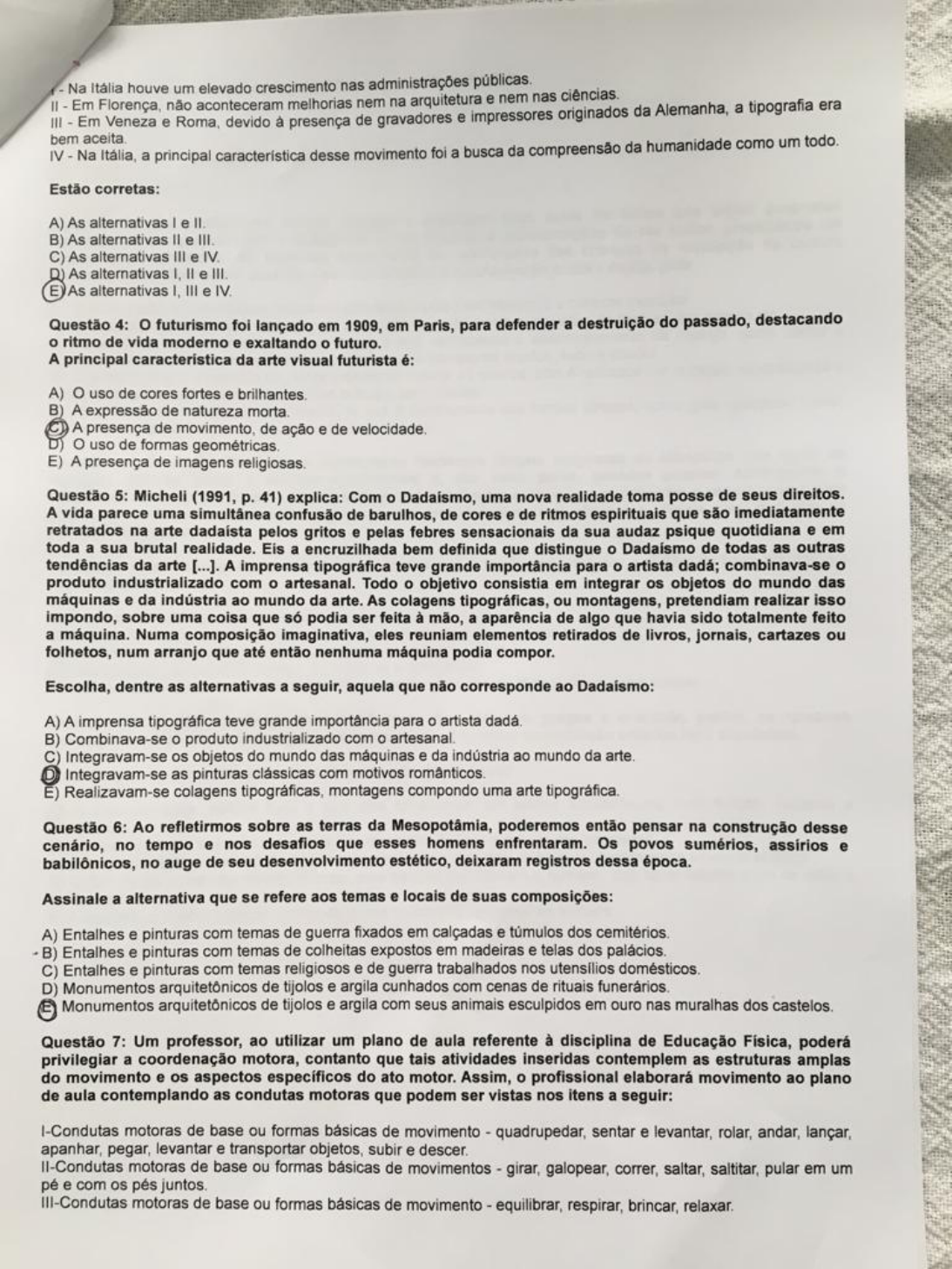 Prova De Artes Movimento E Corporeidade 2 - Metodologia De Arte ...