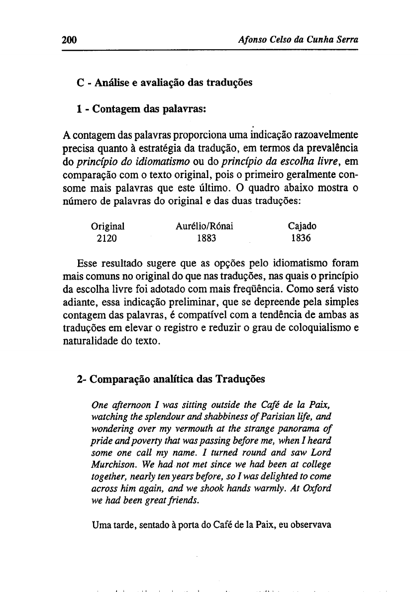 Análise e Comparação de traduções - Português