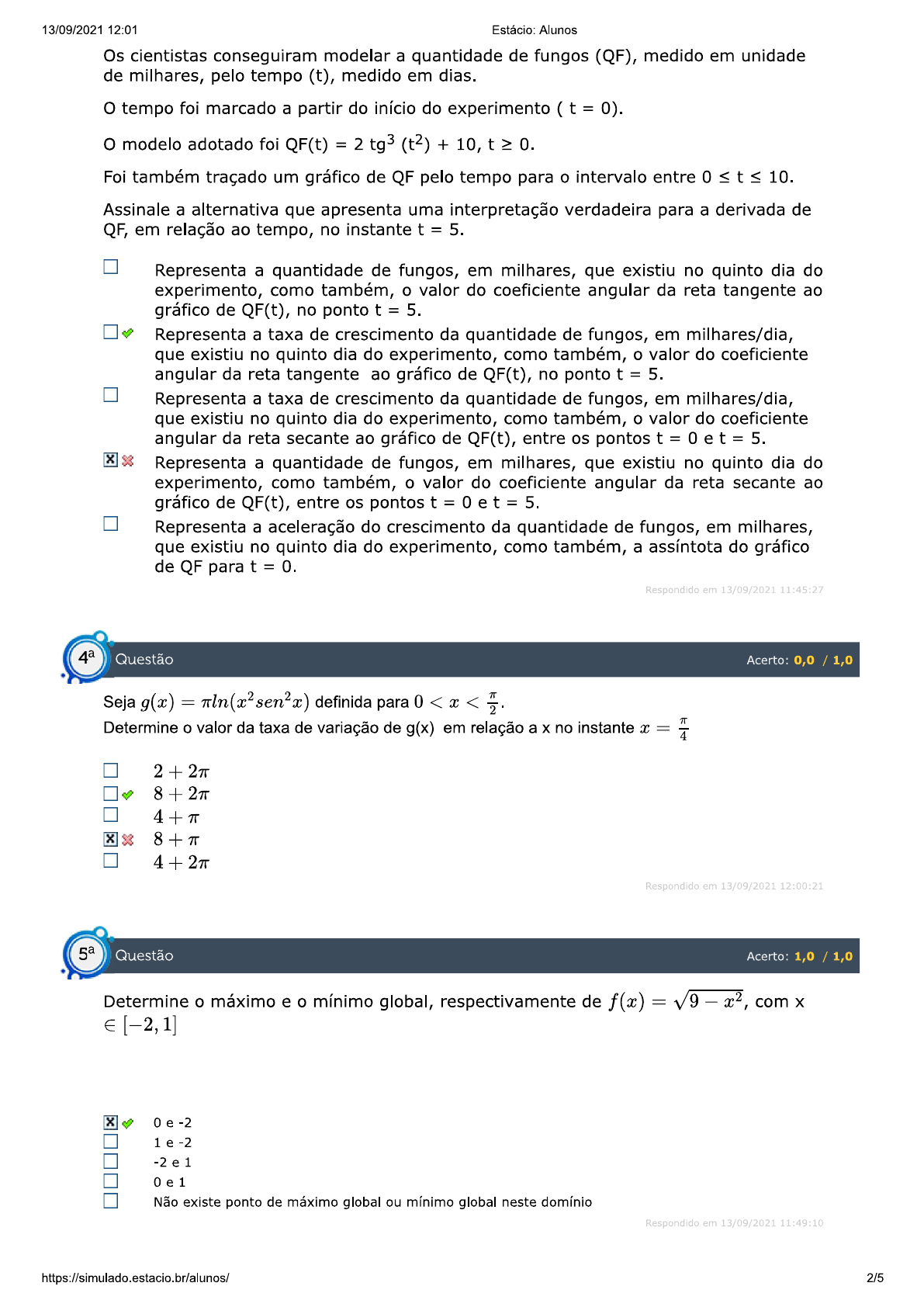 Simulado Calculo Diferencial E Integral 1 - Cálculo Diferencial 1