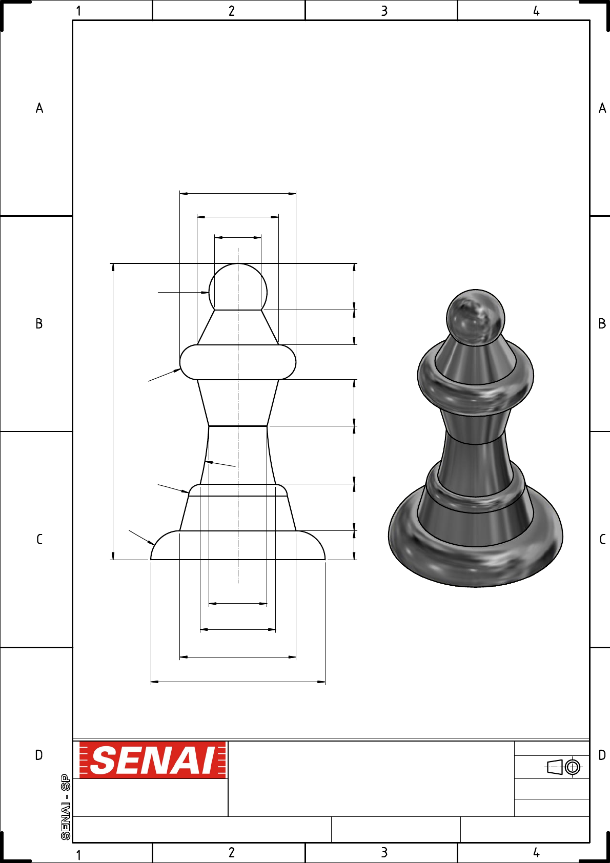 Peça de Xadrez para Torno CNC - Peão