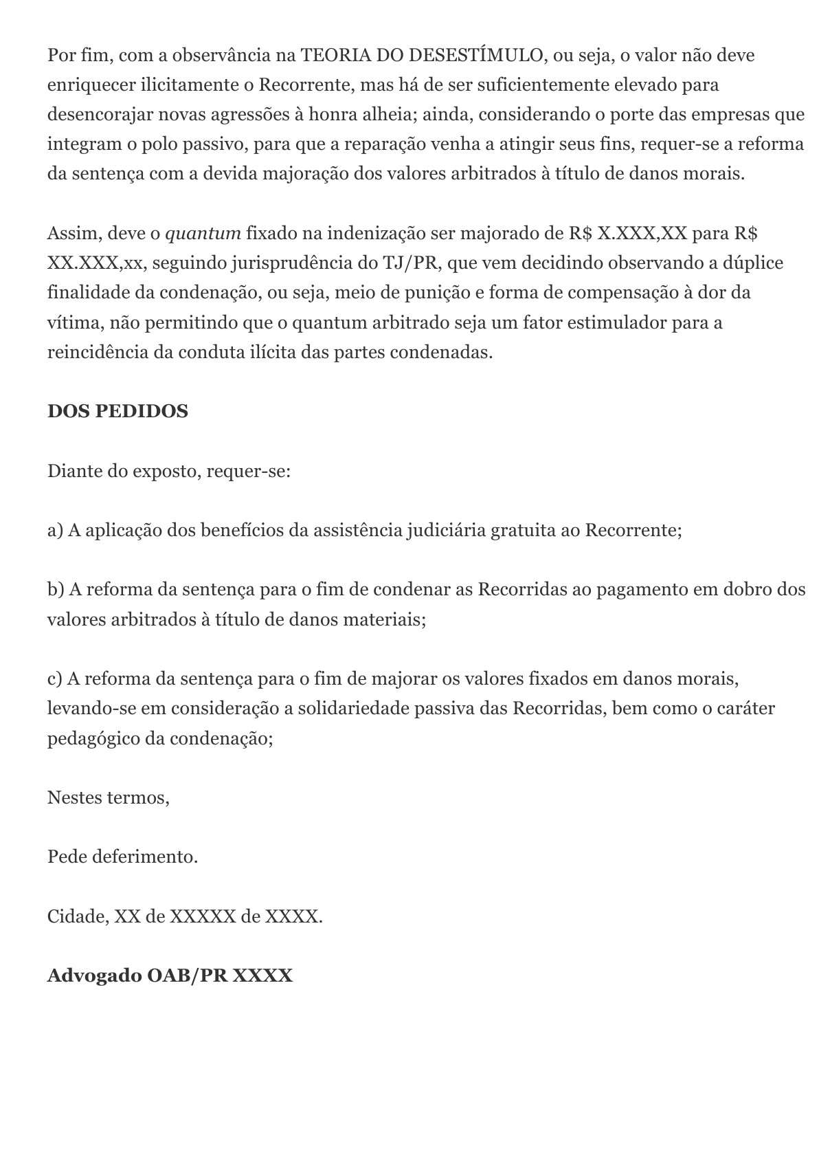 Modelo Recurso Inominado perante os Juizados Especiais Cíveis  