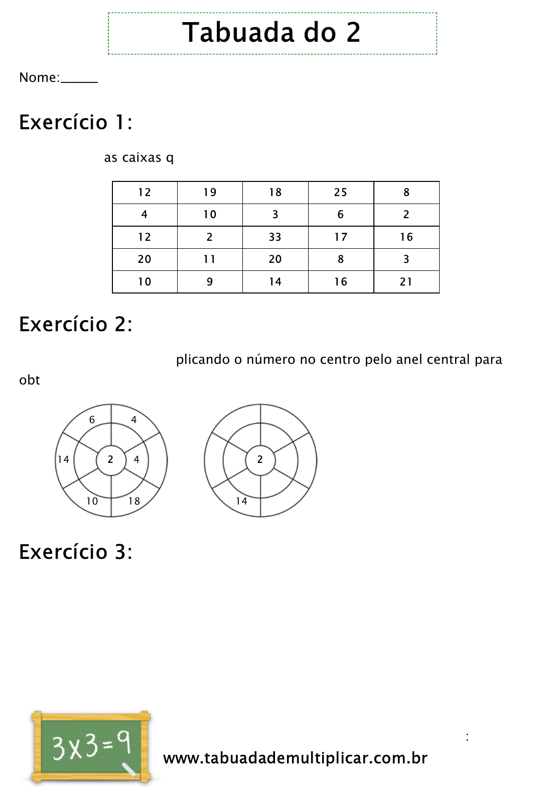 Tabuada do 4 fichas de trabalho - Tabuadademultiplicar.com