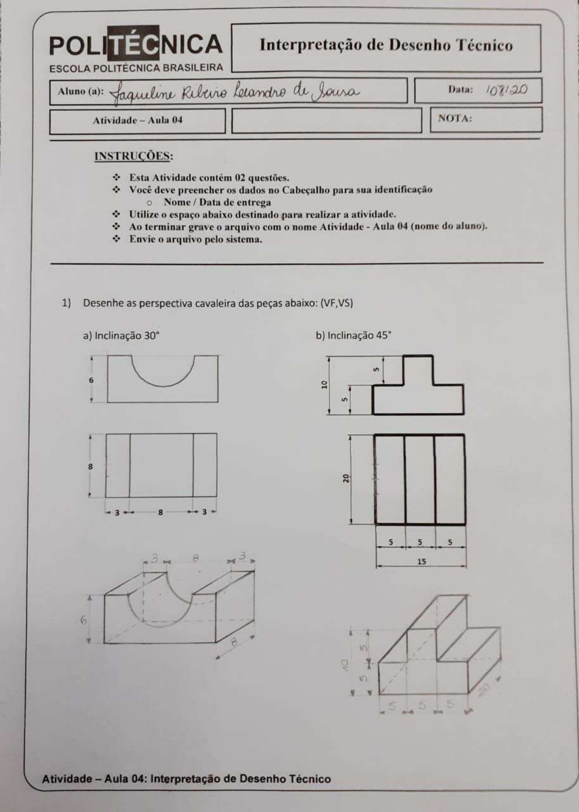 Atividade Aula 4 Leitura E Interpretação De Desenho Técnico 8107