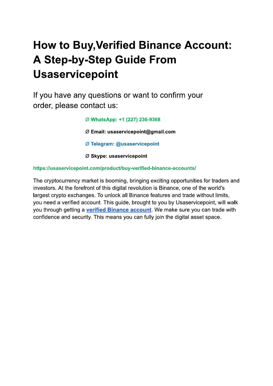 Grátis: How to Buy,Verified Binance Account A Step-by-Step Guide From  Usaservicepoint - Material Claro e Objetivo em PDF para Estudo Rápido