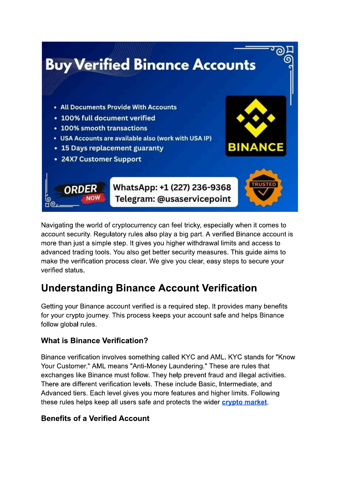 Grátis: How to Buy,Verified Binance Account A Step-by-Step Guide From  Usaservicepoint - Material Claro e Objetivo em PDF para Estudo Rápido