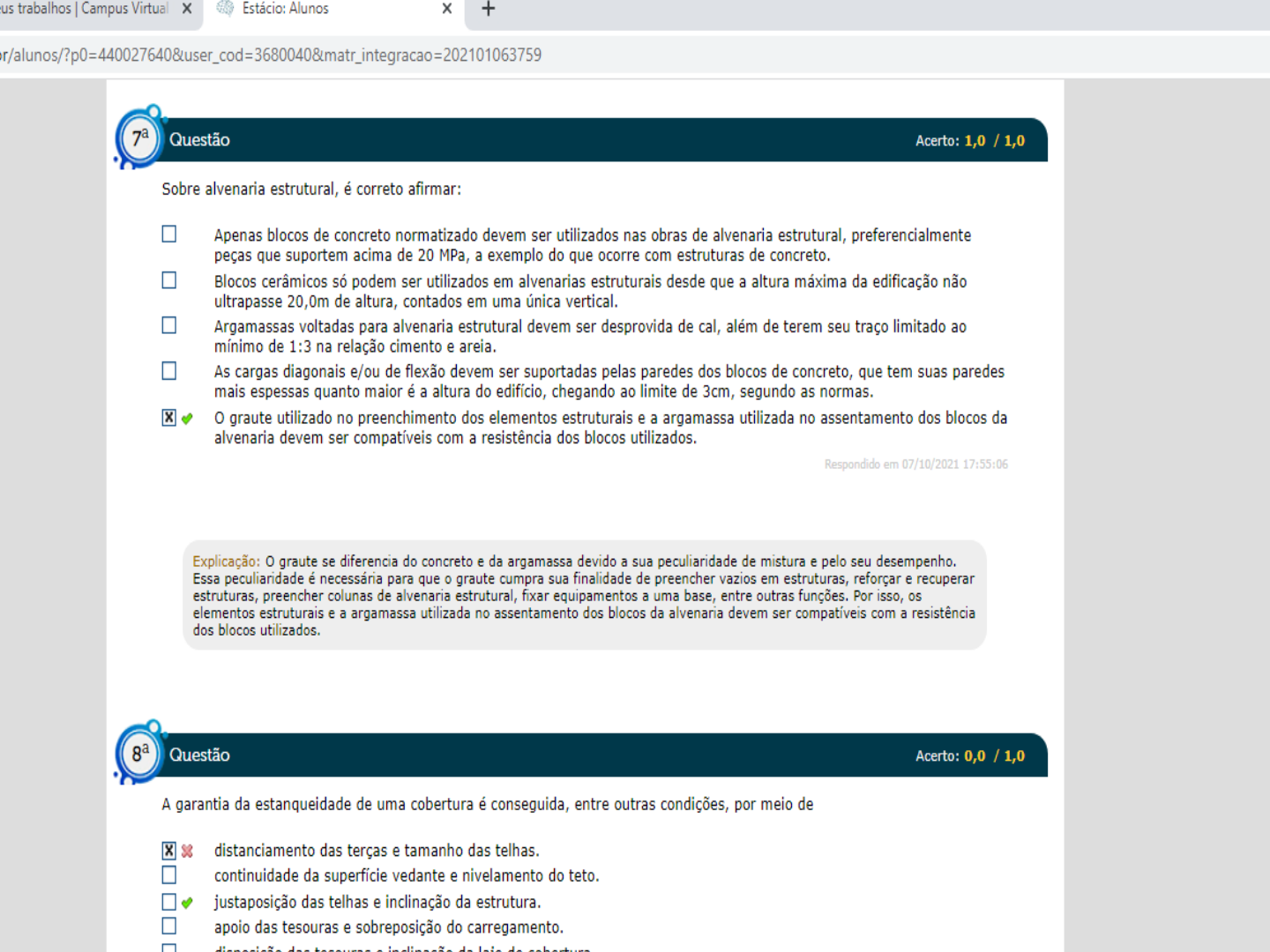Avaliando Técnologia da construção - Tecnologia da Construção I