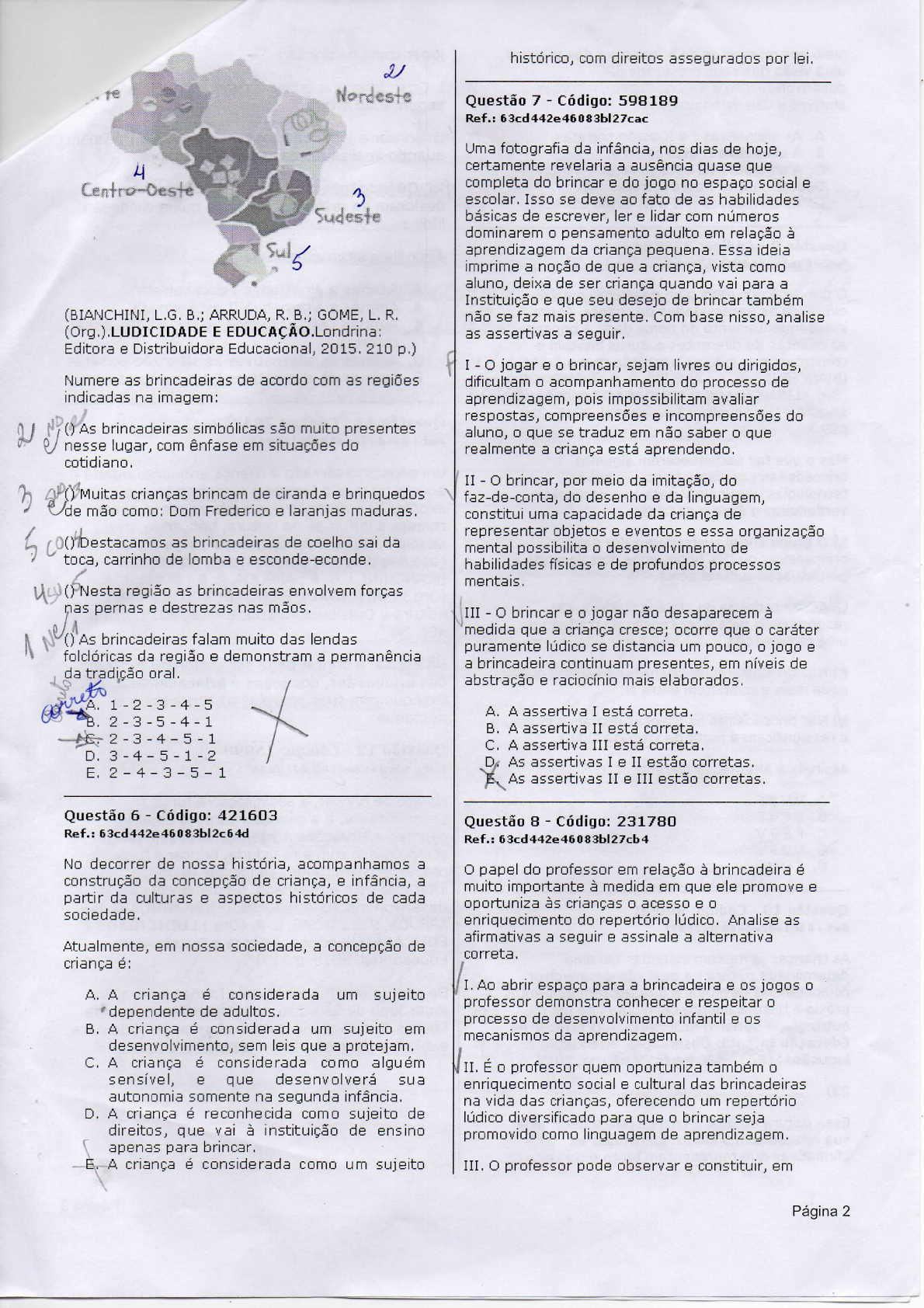 Prova Presencial Ludicidade E Educação - Pedagogia, Ludicidade E Educação