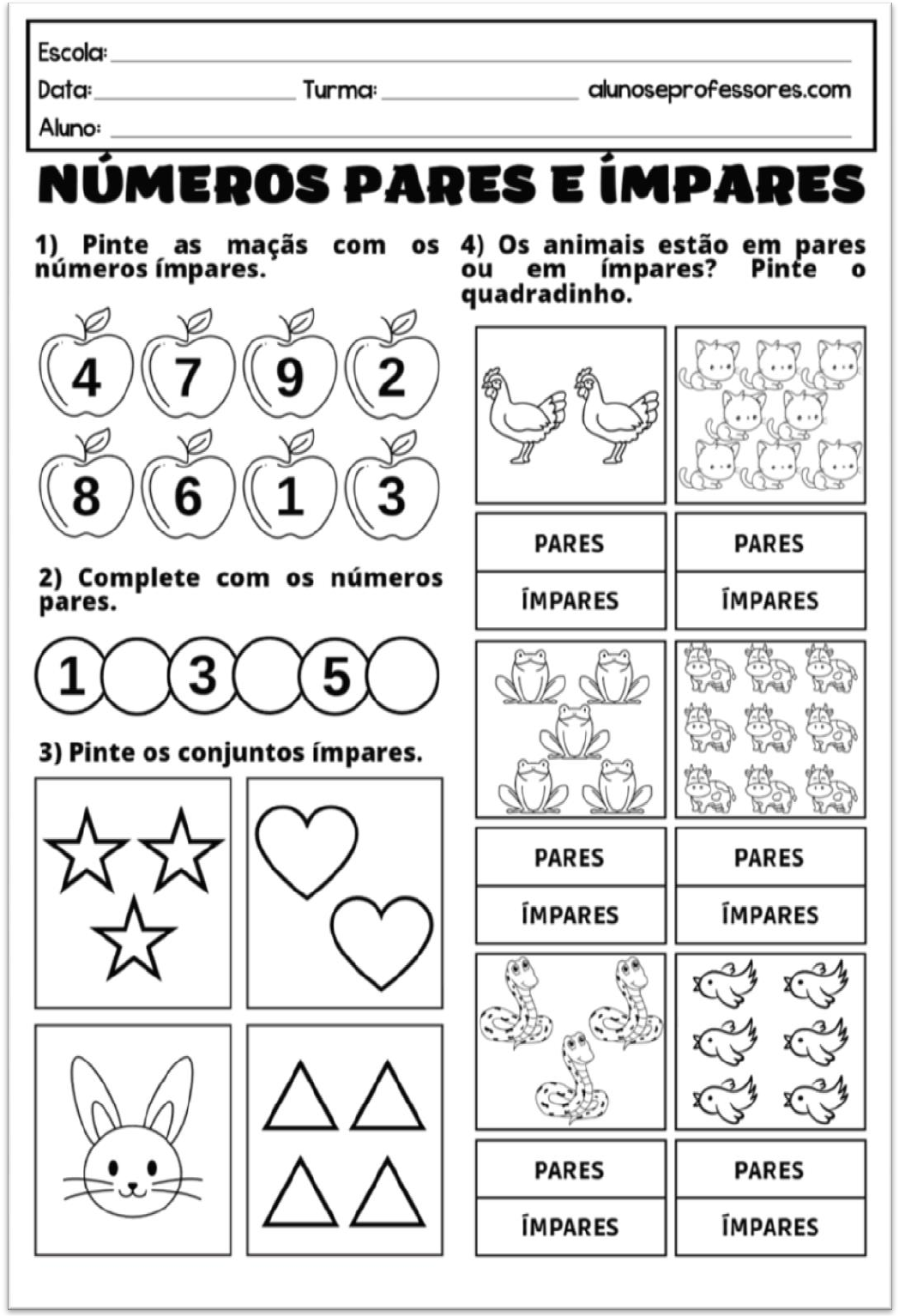 Atividades De Pares E Impares 3 Ano - Image to u