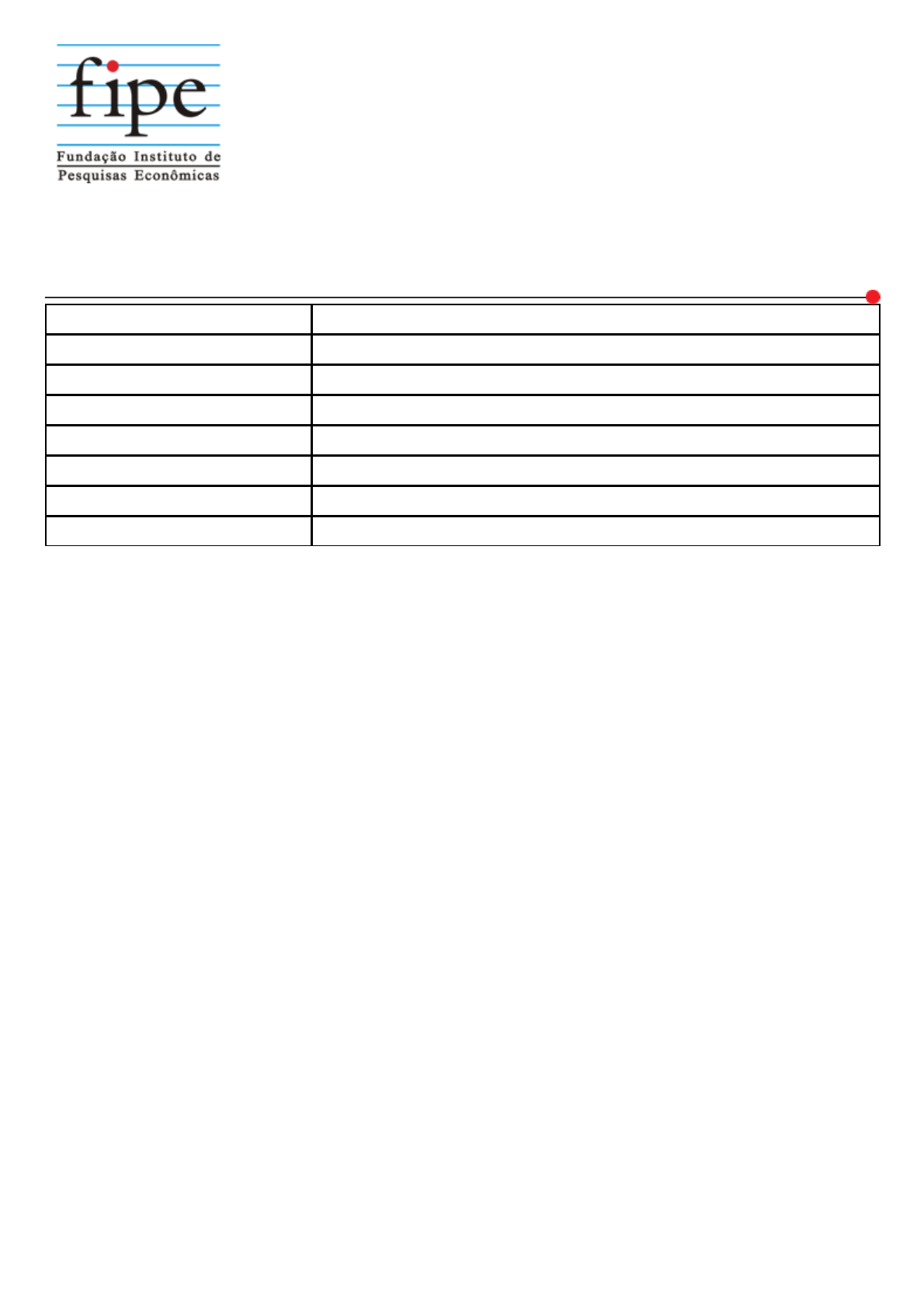 Tabela Fipe - Fundação Instituto de Pesquisas Econômicas - Fipe