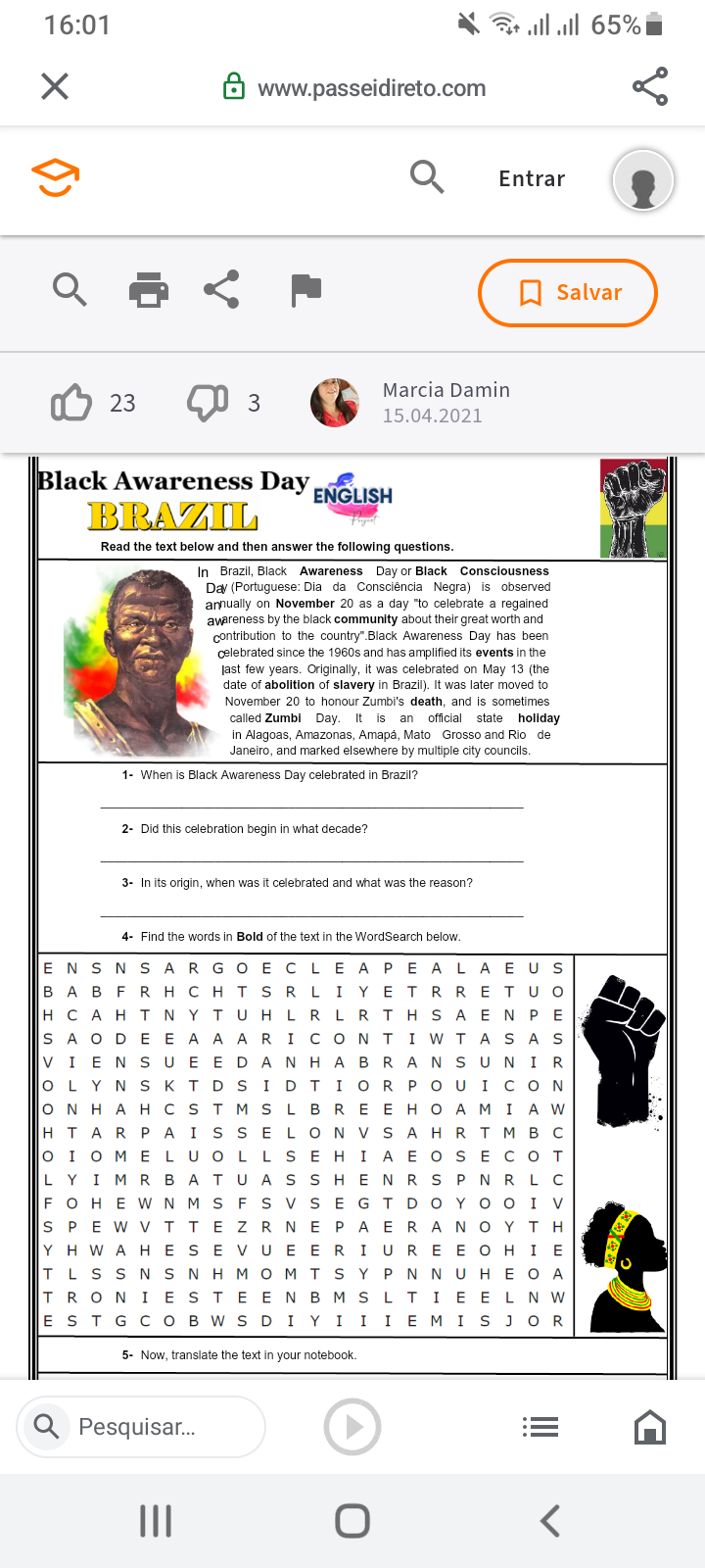 Black awareness - Inglês
