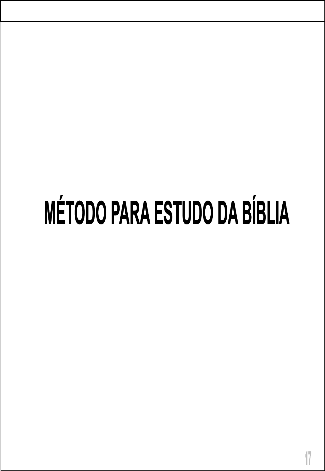 17 - METODO PARA ESTUDO DA BÍLBIA - Teologia