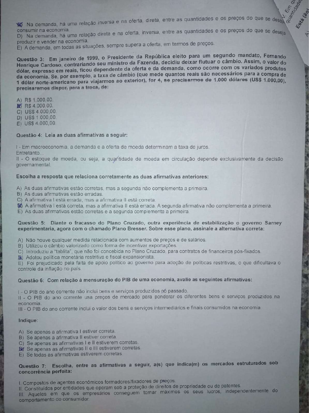 Prova Economia e Mercado UNIP 2022 - Prova não corrigida! - Economia e