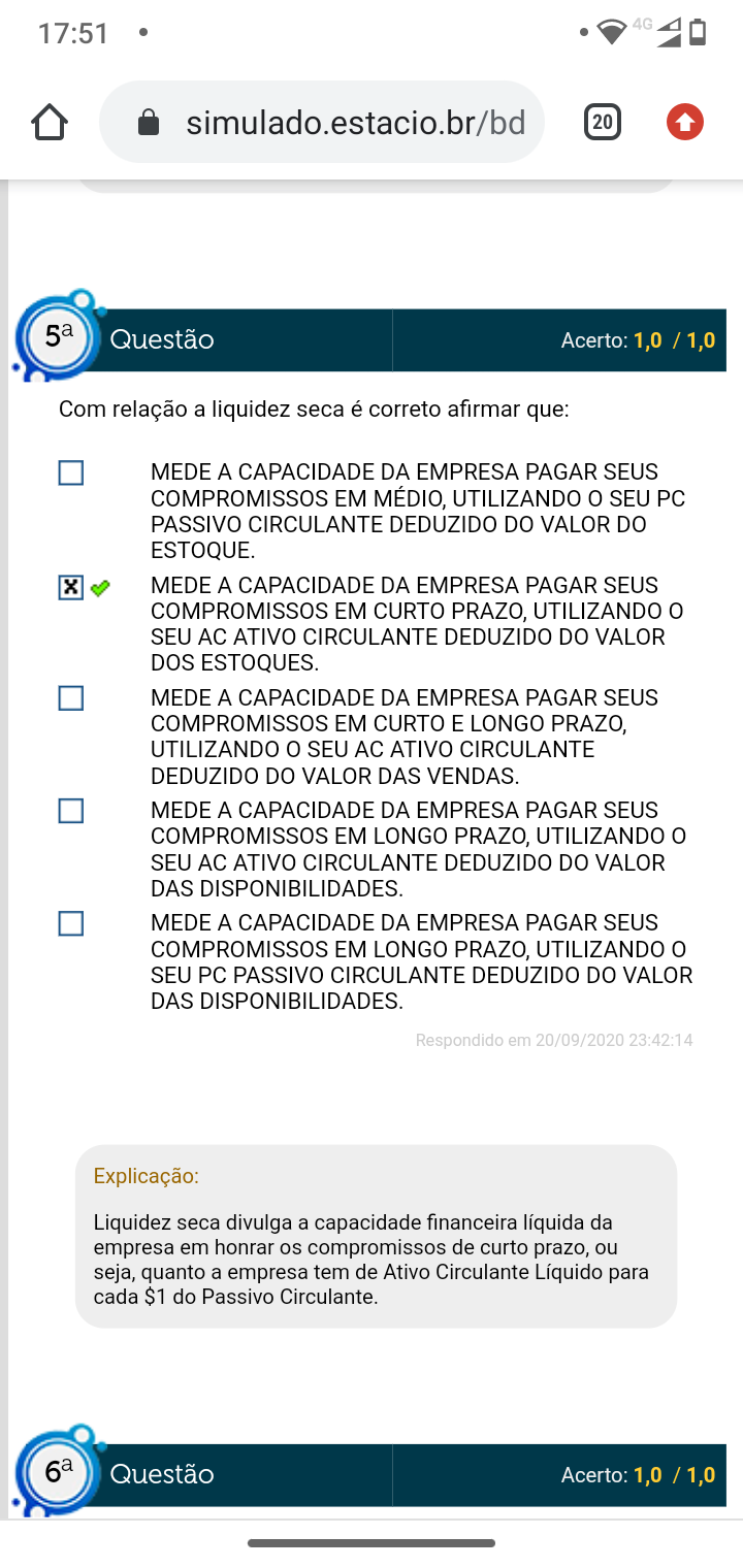 Simulado Av1 Estácio Análise Das Demonstrações Financeiras 8309