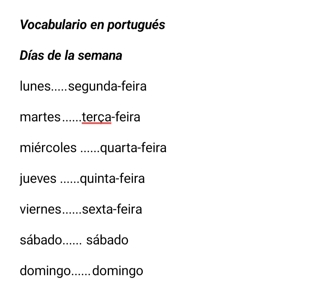 Days of the week and months of the year in Portuguese