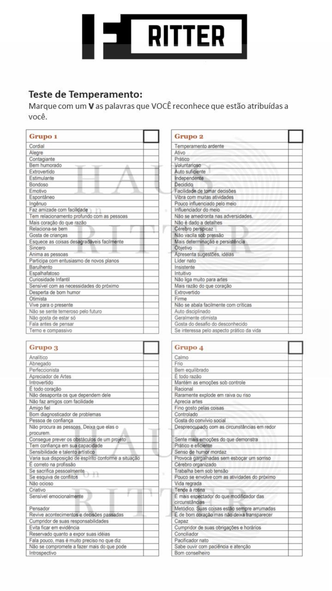 Dicas - teste de temperamento