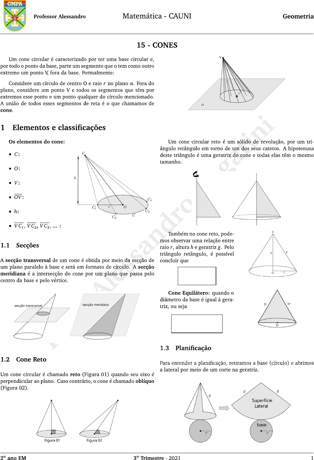15 cones print Geometria Espacial