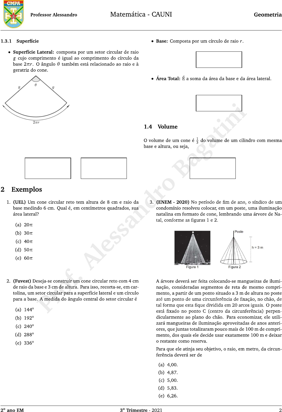 15 cones print Geometria Espacial