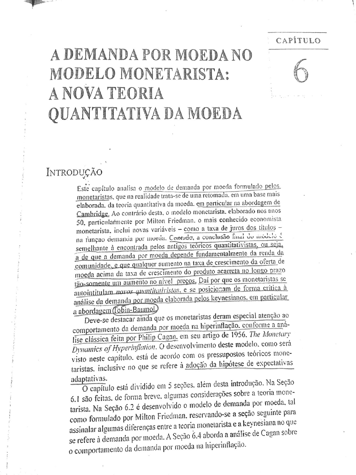 A Demanda Por Moeda No Modelo Monetarista A Nova Teoria Quantitativa Da ...