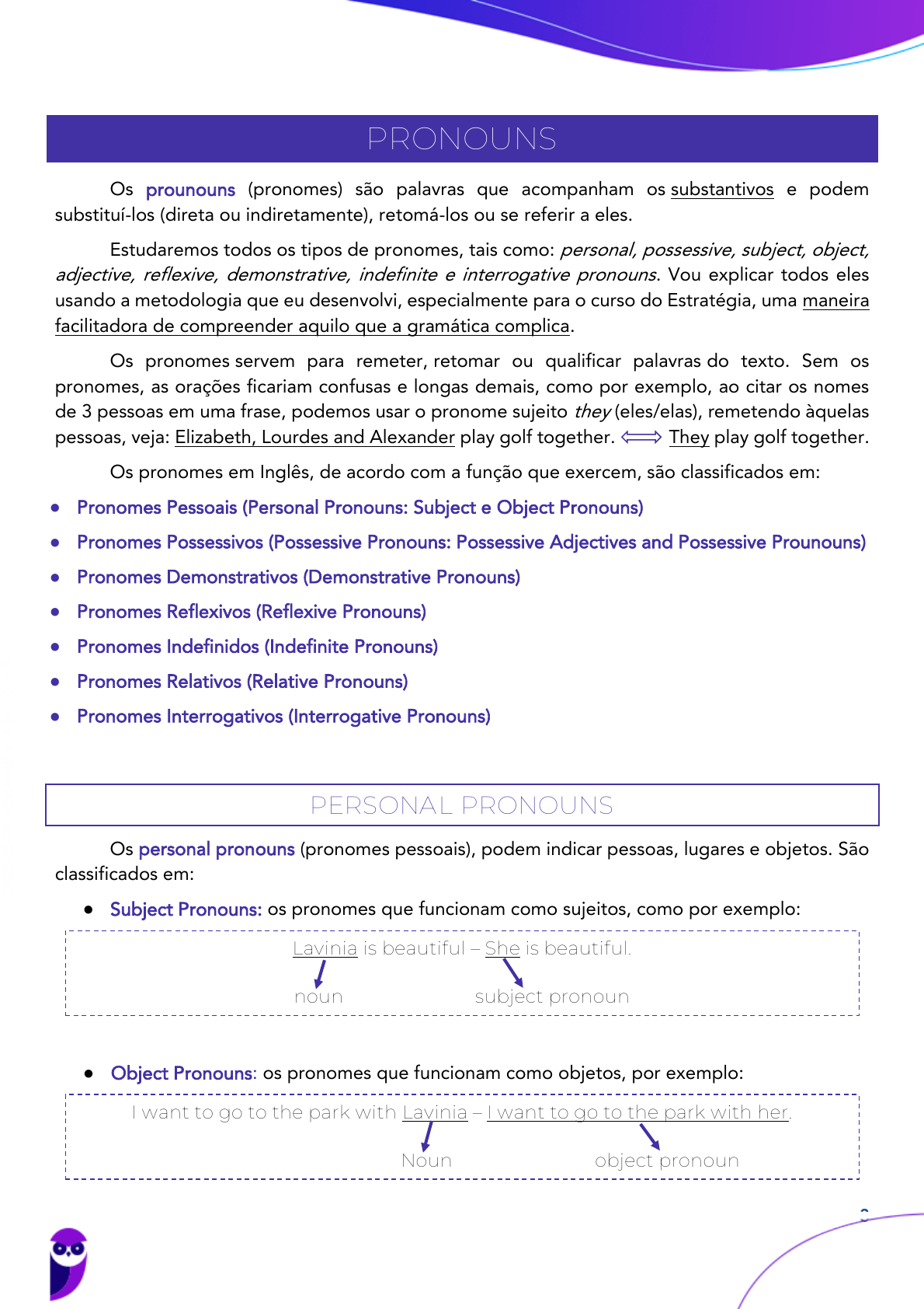 me ajudem e pra amanhã SUBJECT PERSONAL PRONOUNS SUBLINHE TODOS